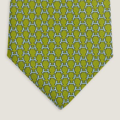 ✨極美品✨エルメス　スカーフ柄④ グリーン✖️ゴールド　ネクタイ タンブールの太鼓スカーフ HERMES グリーン